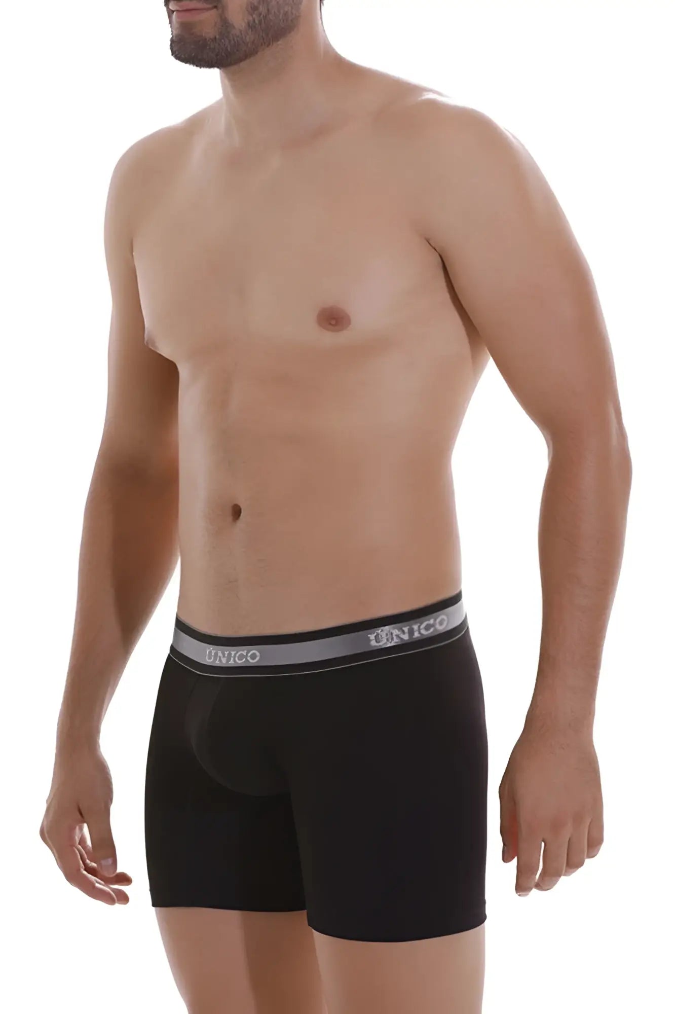 Black unico 22120100214 nebuloso m22 boxer briefs with gray elastic waistband and white brand name lettering