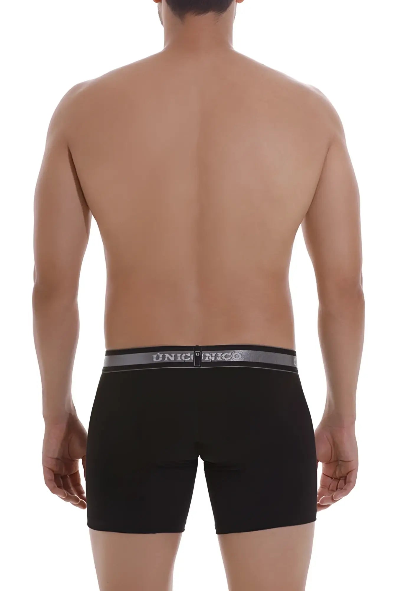 Black unico 22120100214 nebuloso m22 boxer briefs with gray elastic waistband and white unico branding