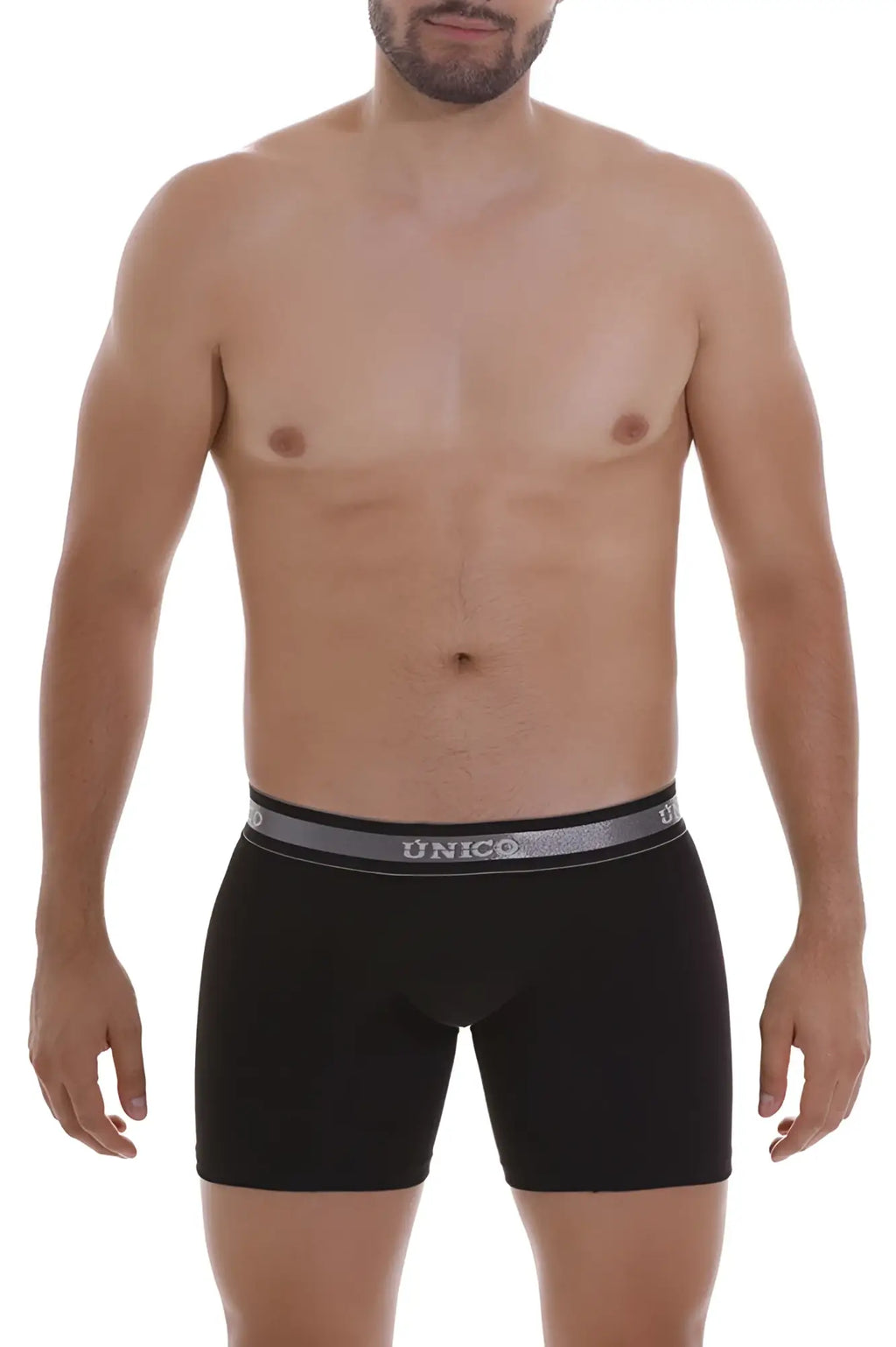Black unico 22120100214 nebuloso m22 boxer briefs with gray elastic waistband and white brand name lettering