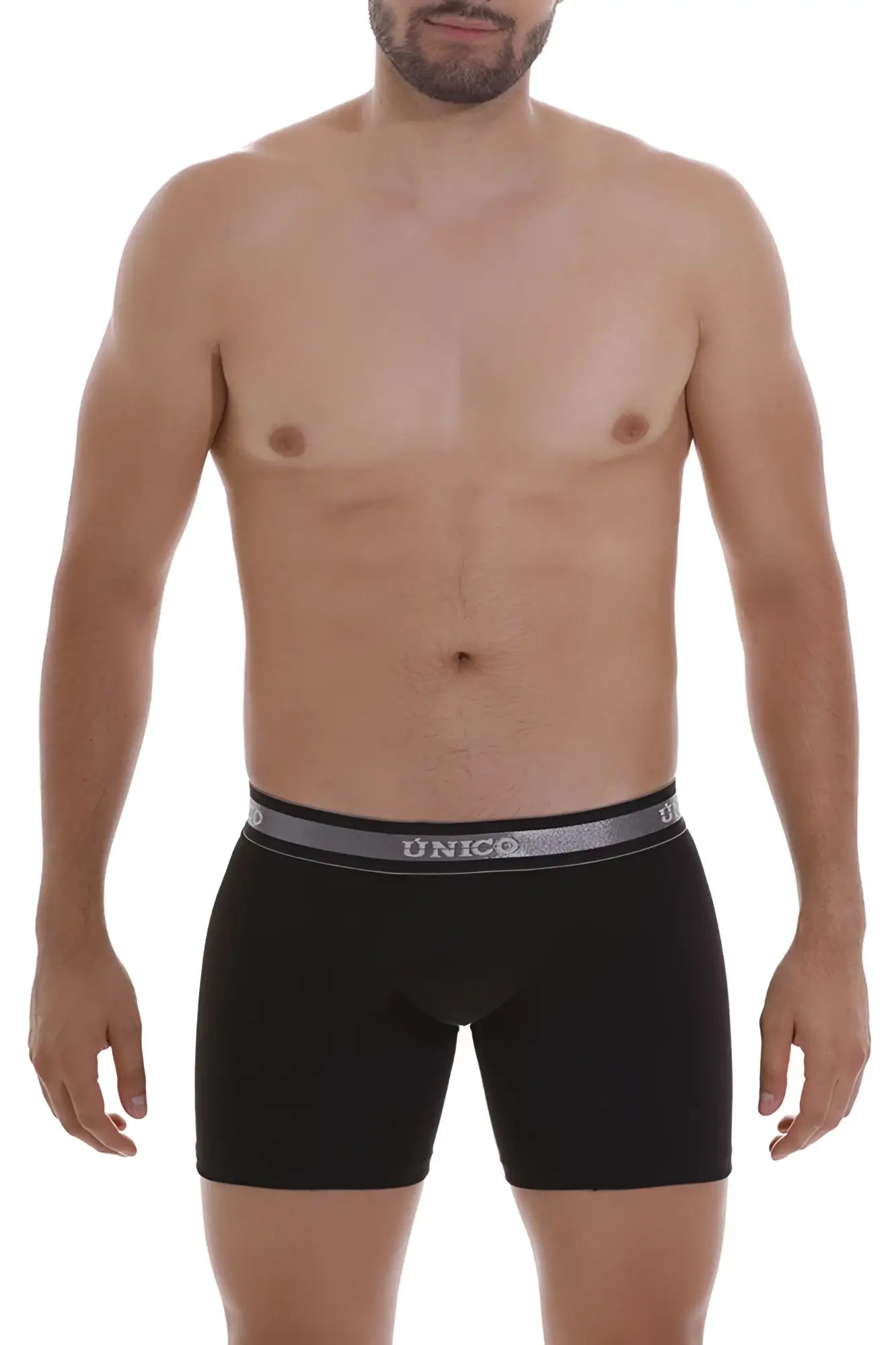 Black unico 22120100214 nebuloso m22 boxer briefs with gray elastic waistband and white brand name lettering