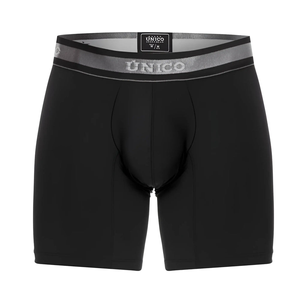 Black unico nebuloso m22 boxer briefs with gray waistband featuring brand logo and size tag in color 99-black