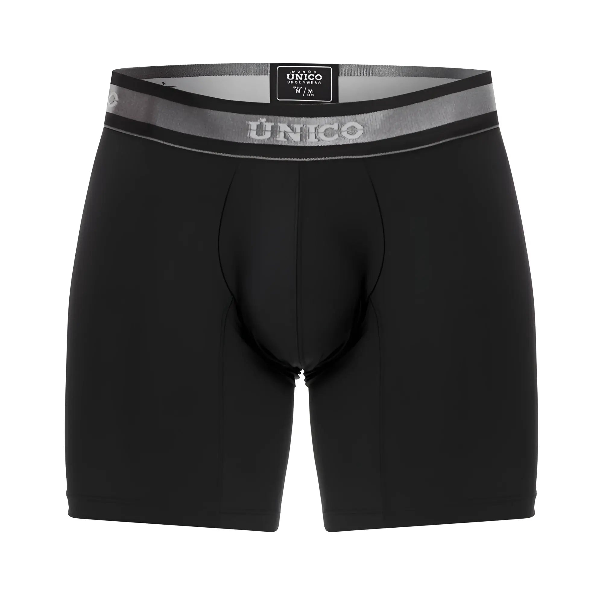 Black unico nebuloso m22 boxer briefs with gray waistband featuring brand logo and size tag in color 99-black