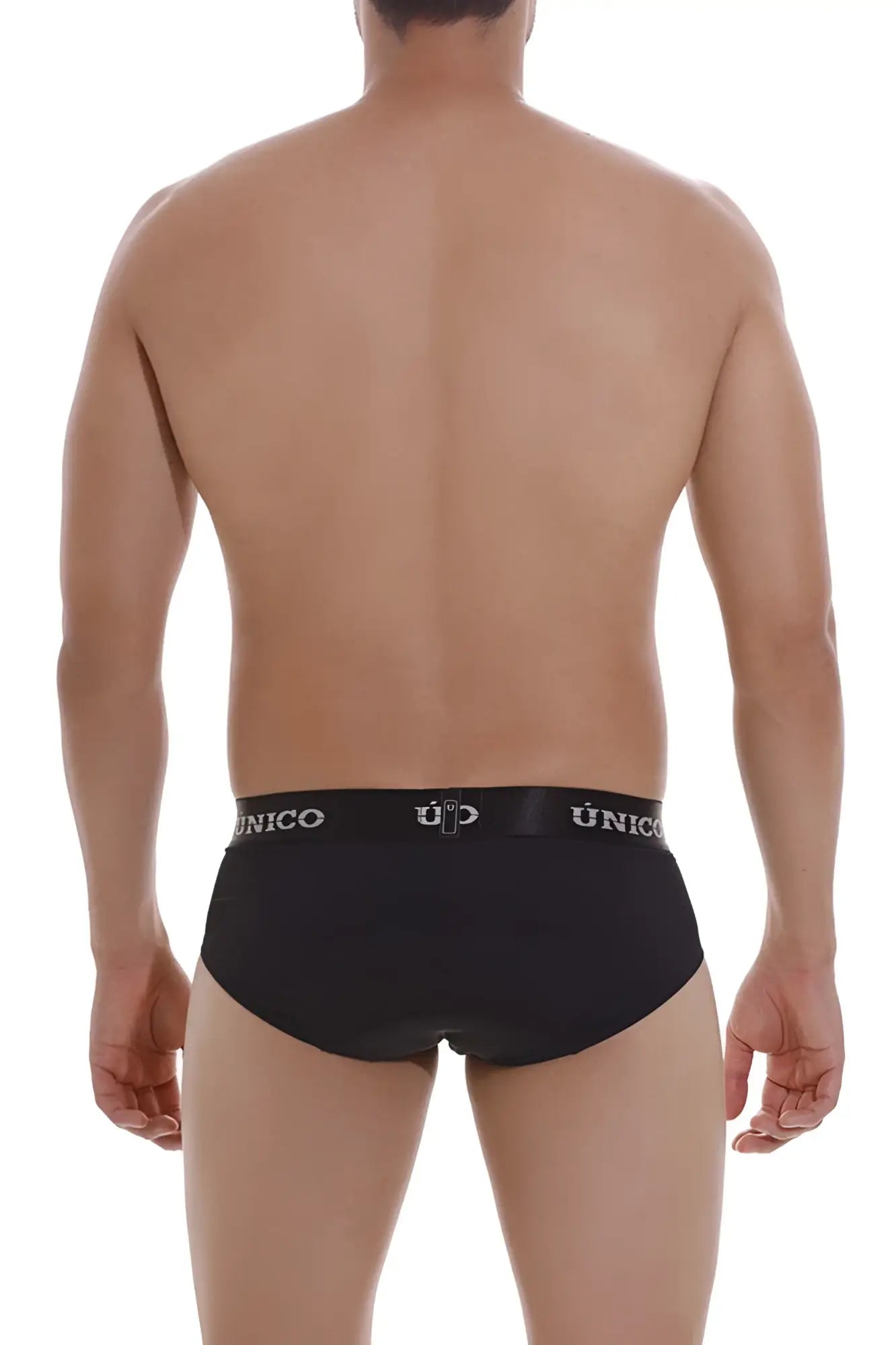 Black unico intens0 a22 briefs with white logo waistband in black color for comfortable everyday wear