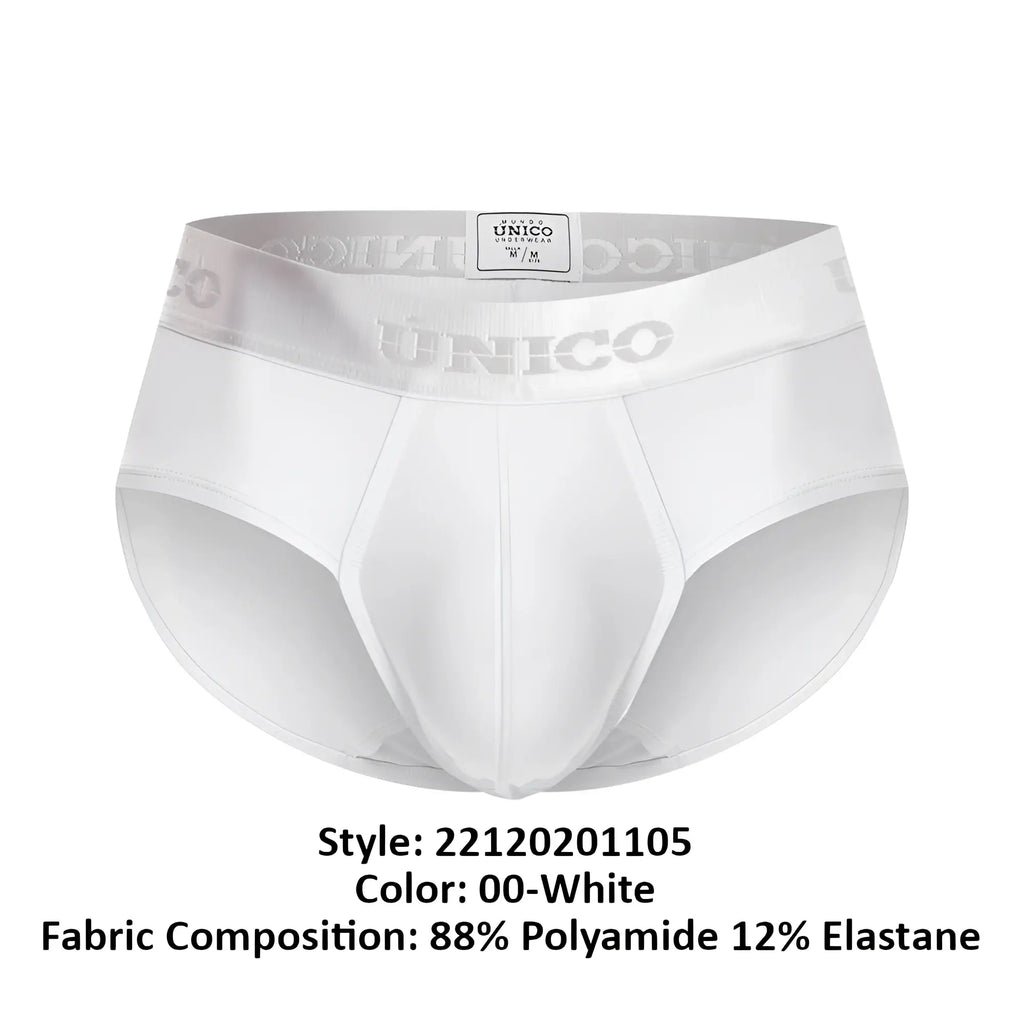 White unico 22120201105 cristalino m22 briefs made of 88 polyamide 12 elastane with embossed waistband