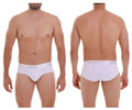 White unico 22120201105 cristalino m22 briefs with subtle elastic waistband and gray unico branding in white