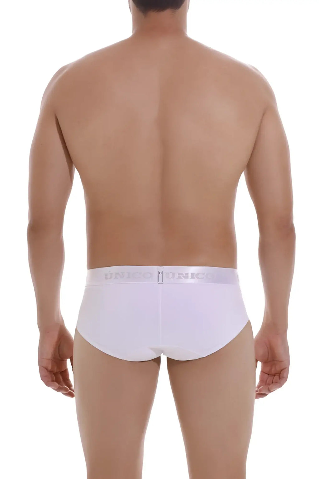 White unico 22120201105 cristalino m22 briefs with subtle gray logo band in color 00-white front view
