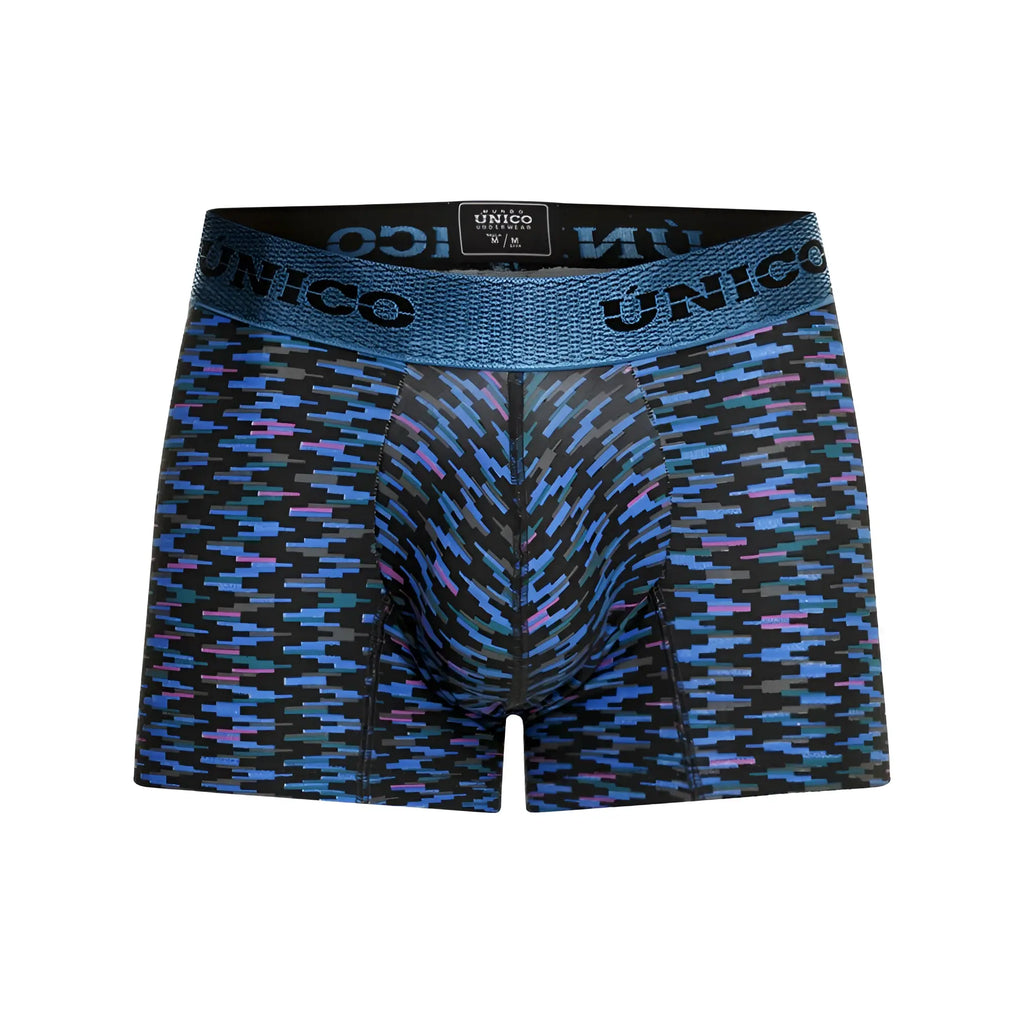 Unico 23080100121 filamento trunks color 46-blue black and blue patterned men’s boxer briefs with textured waistband