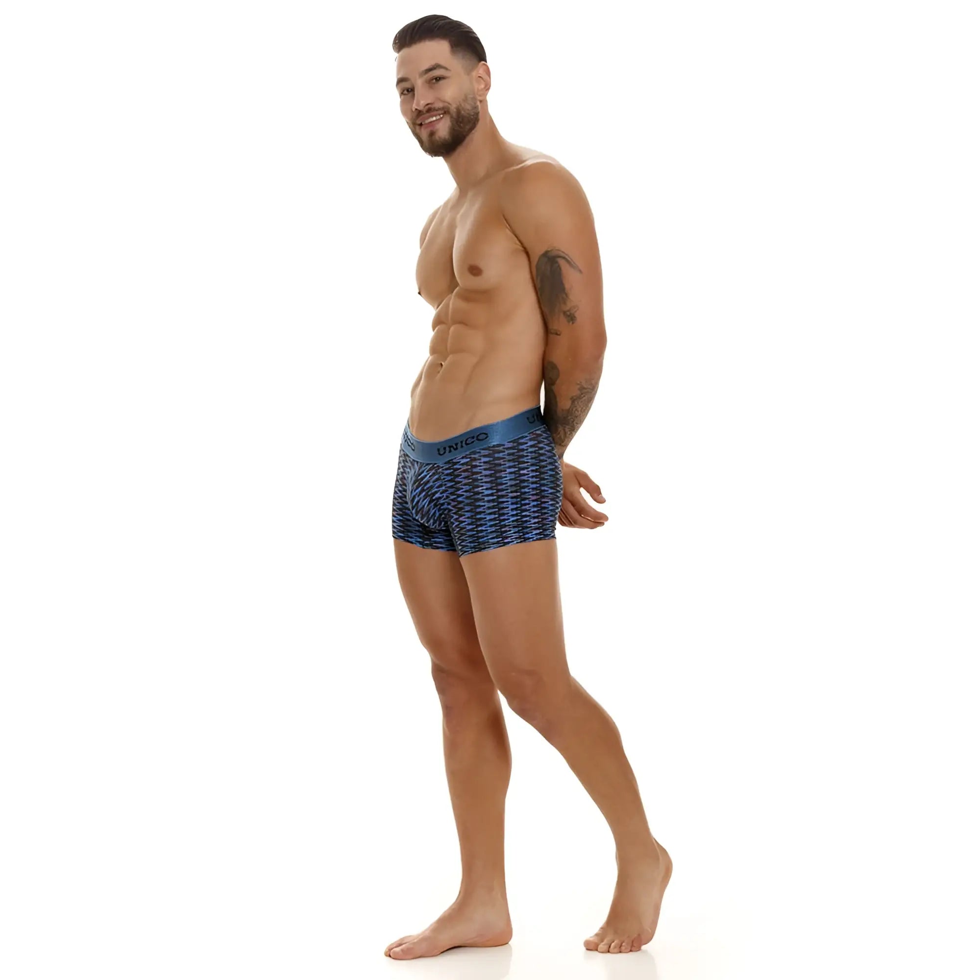 Blue patterned unico 23080100121 filamento trunks boxer briefs with geometric design in blue color