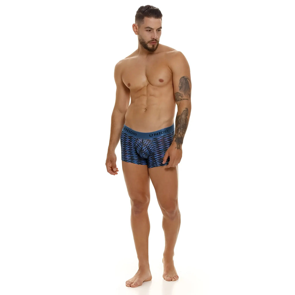 Blue patterned unico 23080100121 filamento trunks boxer briefs with geometric design in color 46-blue