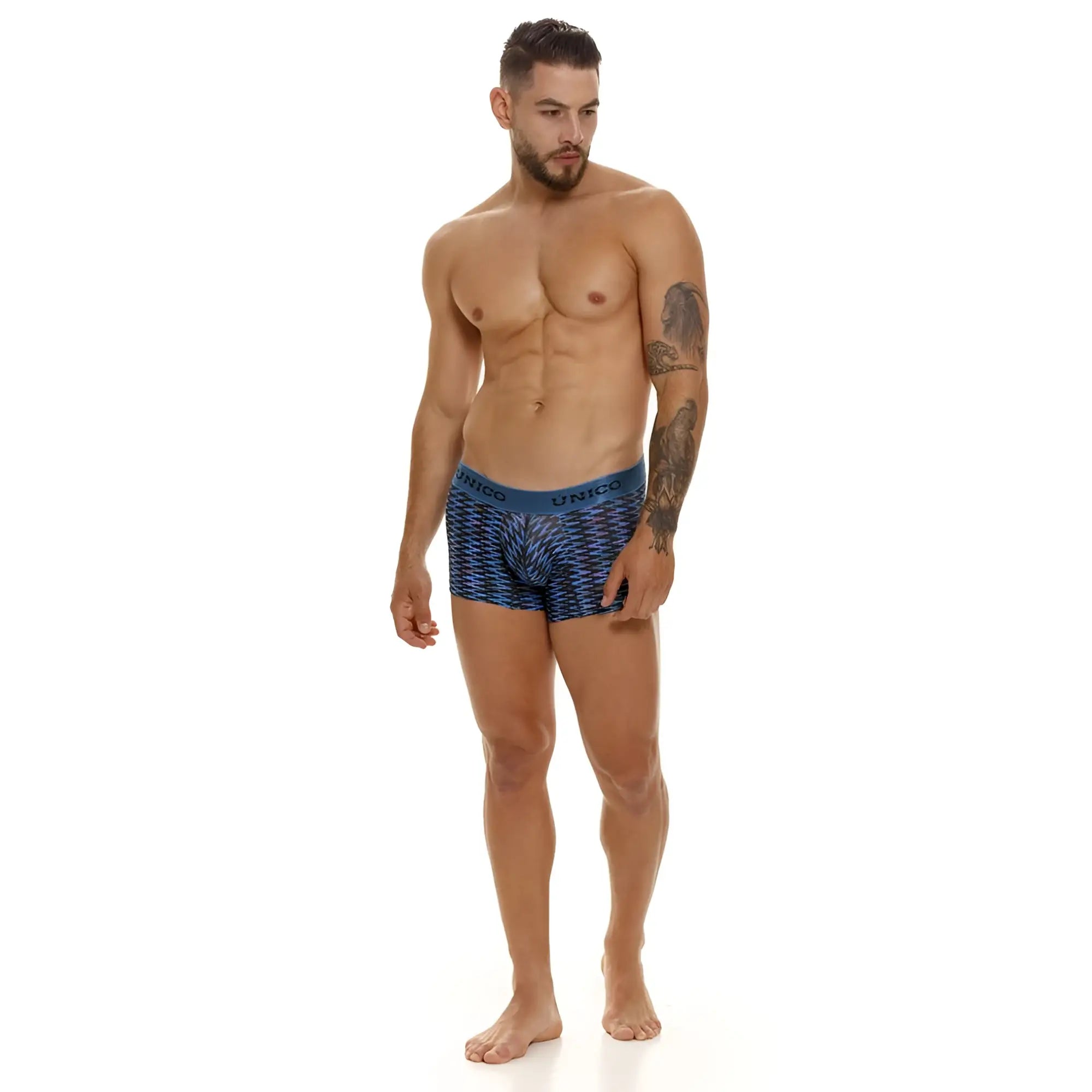 Blue patterned unico 23080100121 filamento trunks boxer briefs with geometric design in color 46-blue