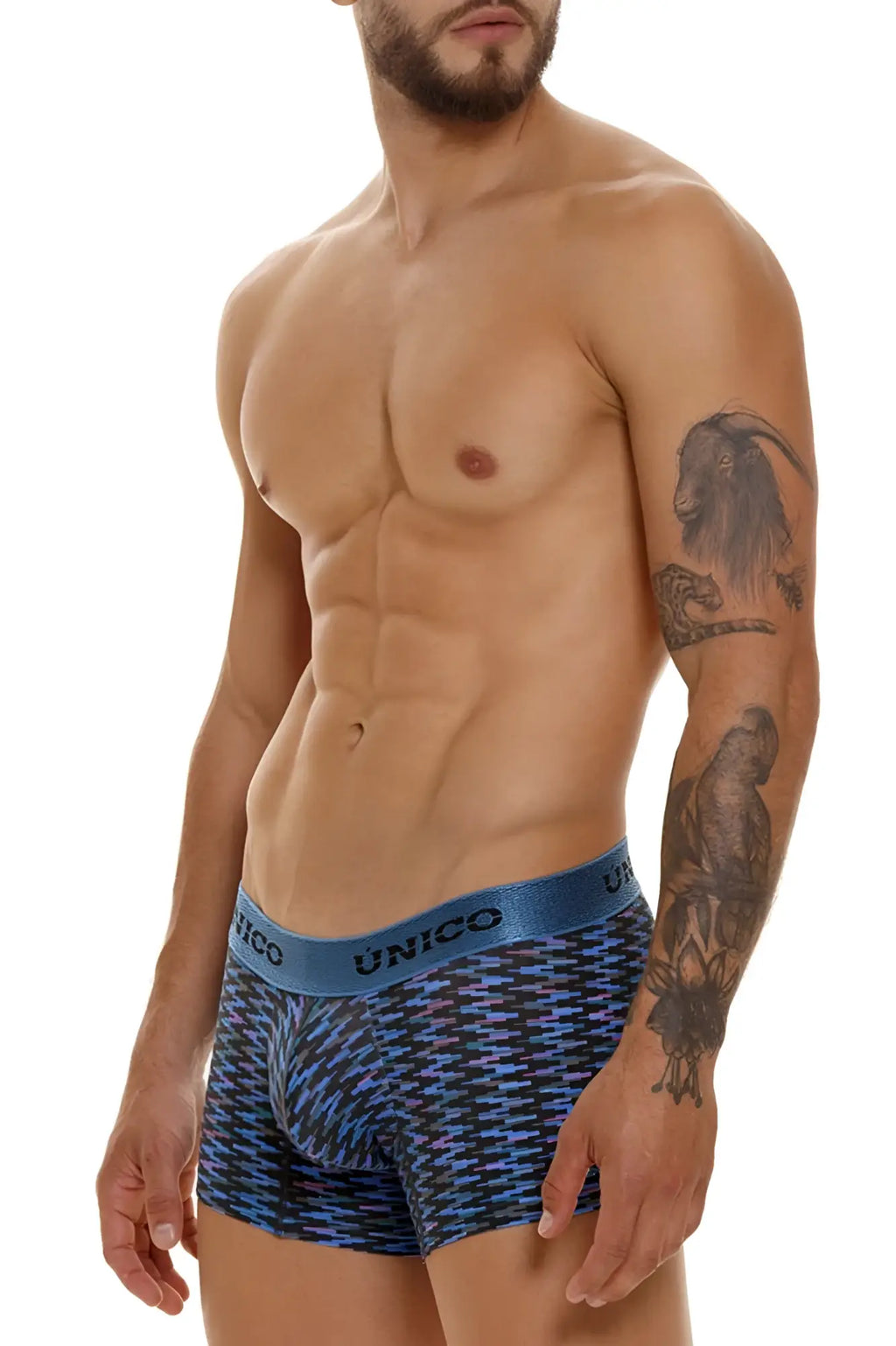 Blue patterned unico 23080100121 filamento men’s boxer briefs with geometric design and elastic waistband