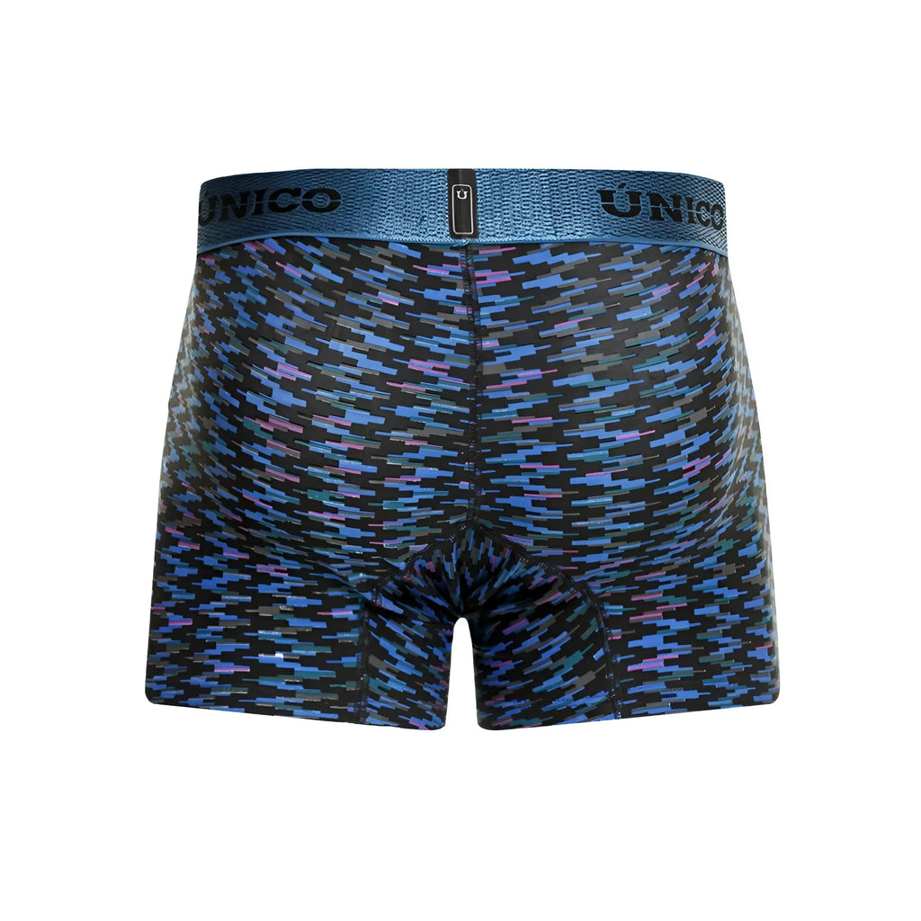 Unico 23080100121 filamento trunks boxer briefs in blue and purple geometric pattern with textured waistband