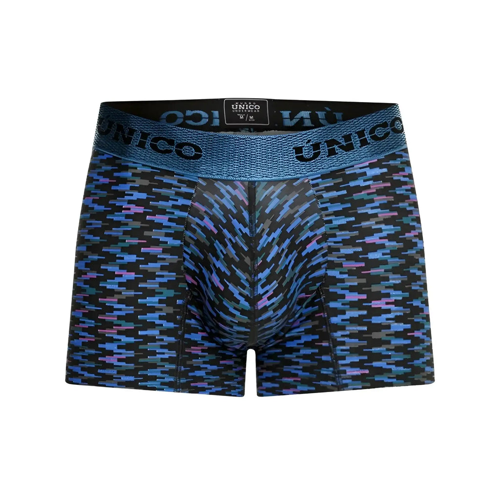 Unico 23080100121 filamento trunks color 46-blue black and blue patterned men’s boxer briefs with textured waistband
