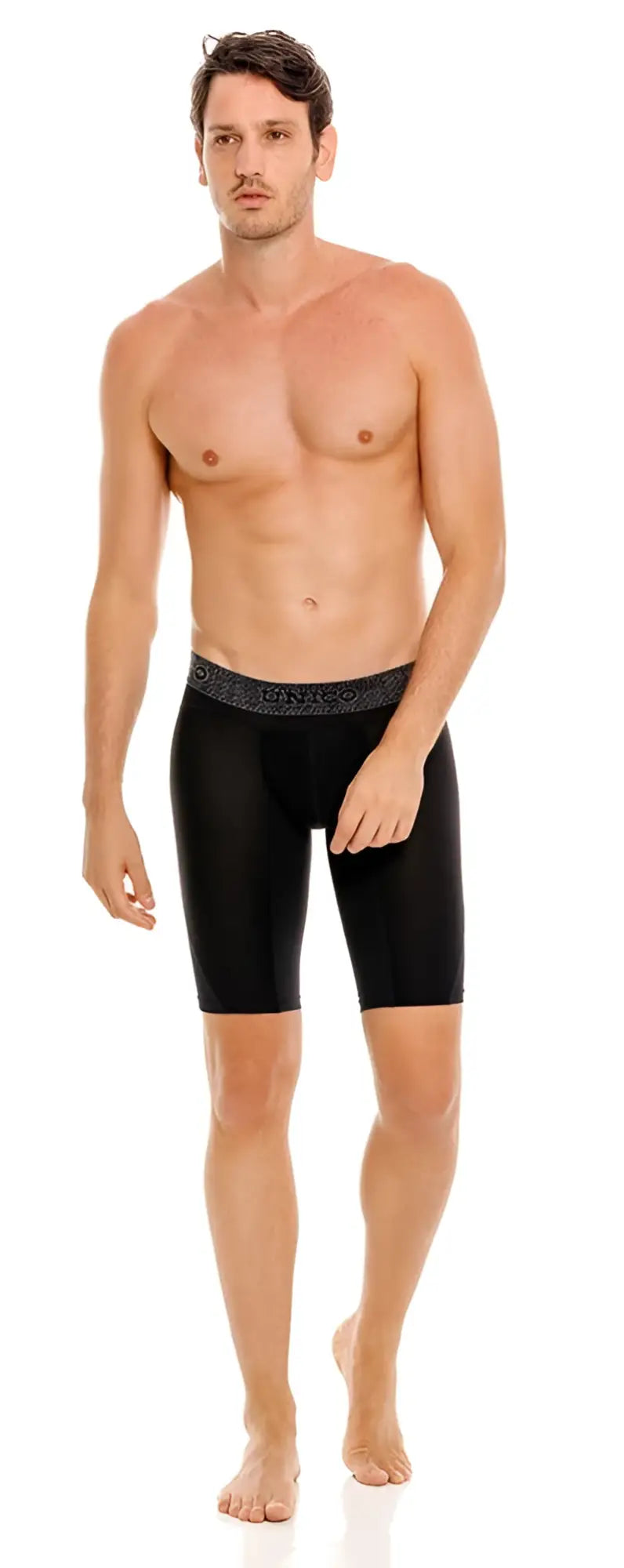 Black unico ardid boxer briefs with patterned waistband designed for athletic support and comfort