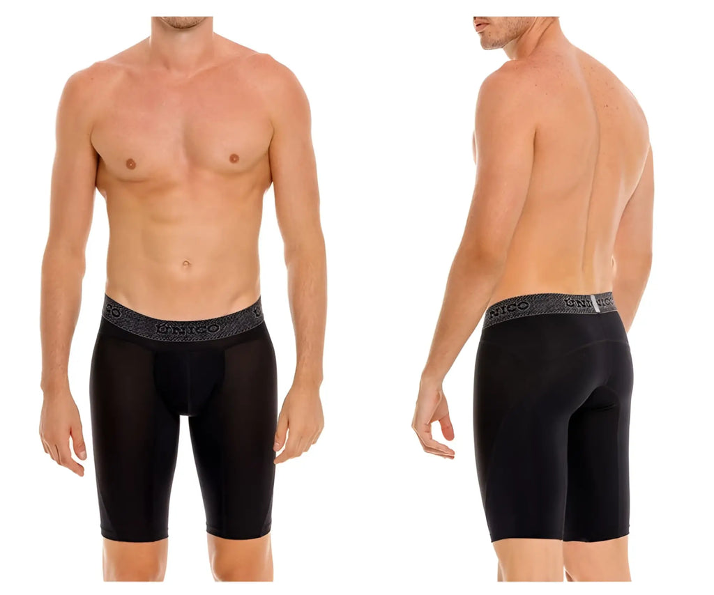 Black unico ardid boxer briefs color 99-black featuring compression fit and patterned waistband for active use