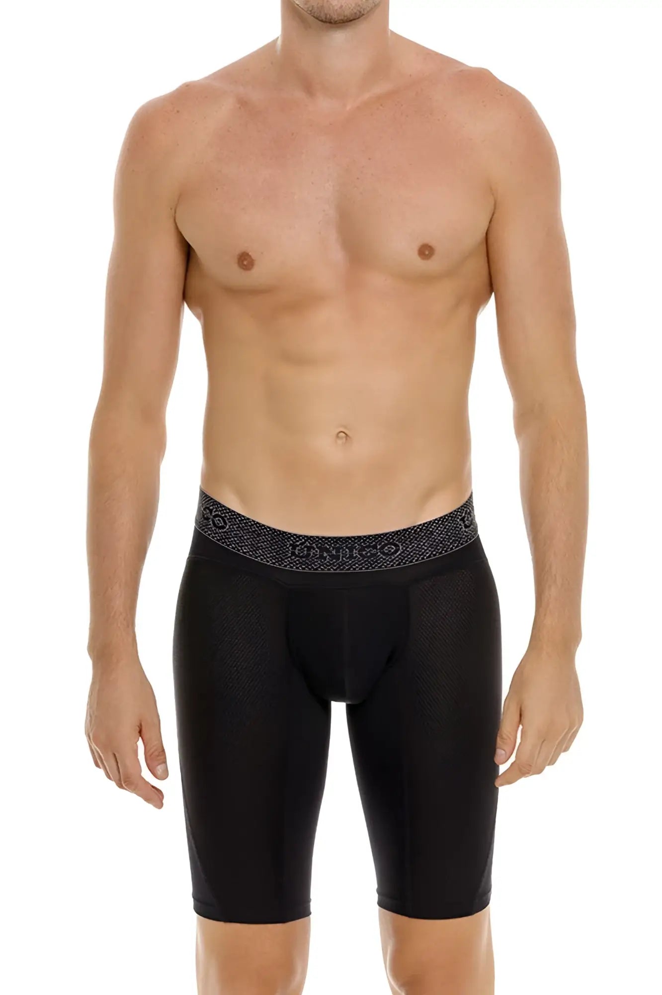 Black men’s dri-fit compression boxer briefs unico 24080100322 ardid in black with patterned waistband