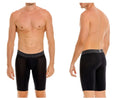 Black unico ardid boxer briefs color 99-black featuring compression fit and patterned waistband for active use