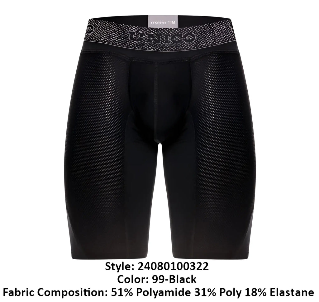 Black unico 24080100322 ardid boxer briefs with textured mesh fabric and patterned waistband for compression use