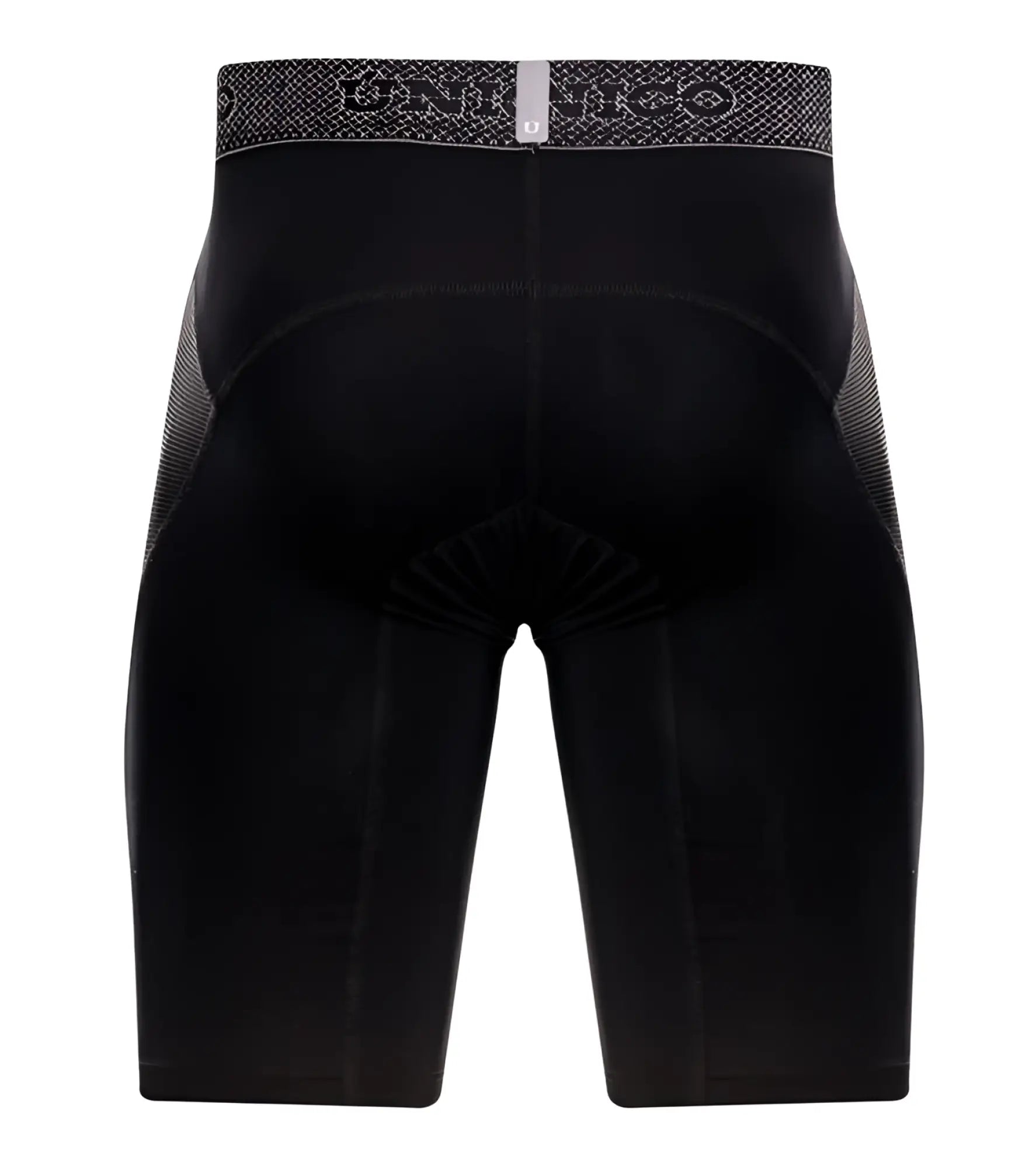 Unico ardid boxer briefs black with textured gray waistband featuring unihoc logo in cycling shorts style