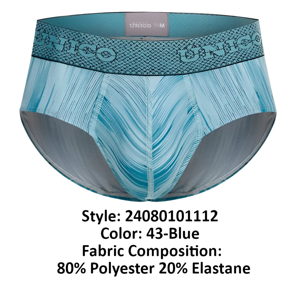 Unico 24080101112 hilada briefs in teal and gray with a textured waistband for men’s comfortable fit