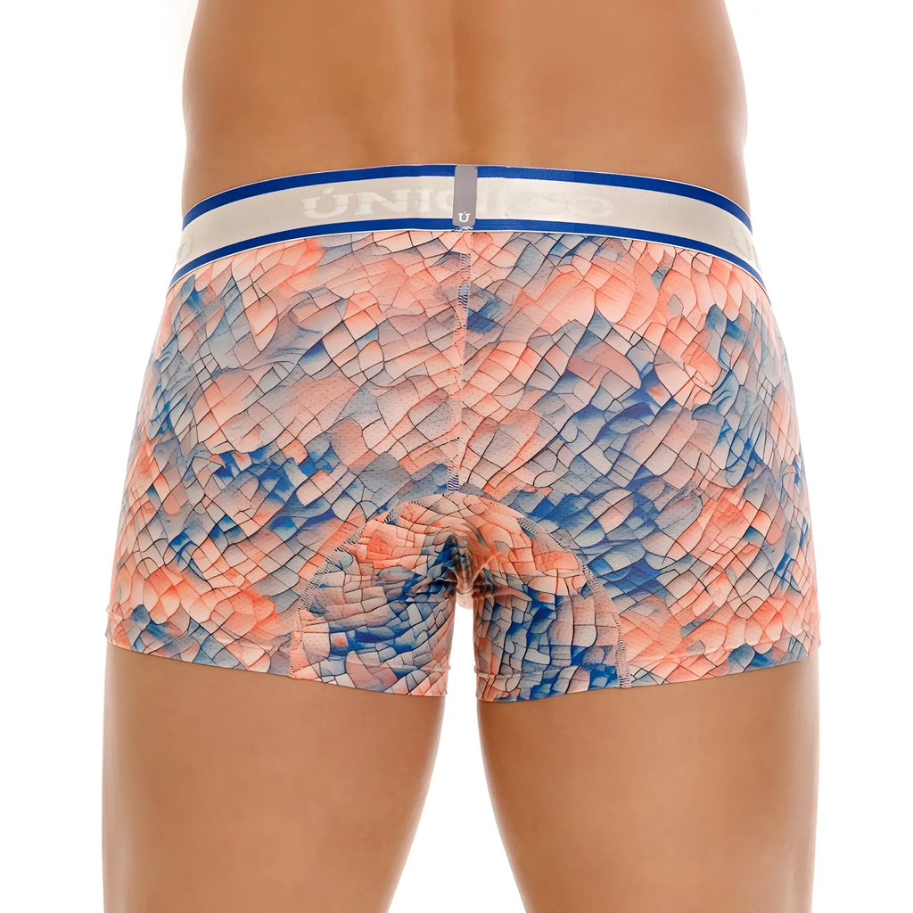 Unico 24100100109 aforo trunks multicolored boxer briefs with blue peach pattern and white uniko waistband
