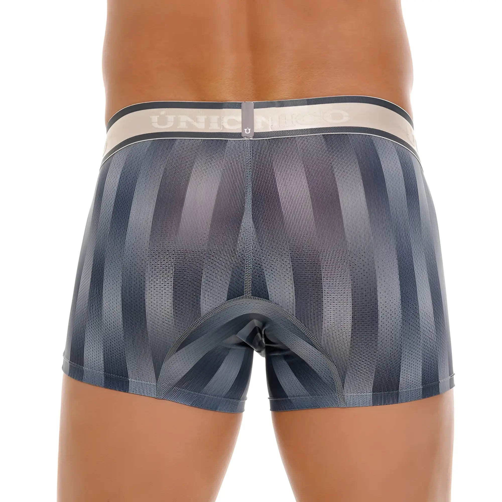 Unico 24100100114 ejes trunks gray dark gray striped boxer briefs with light beige union brand waistband