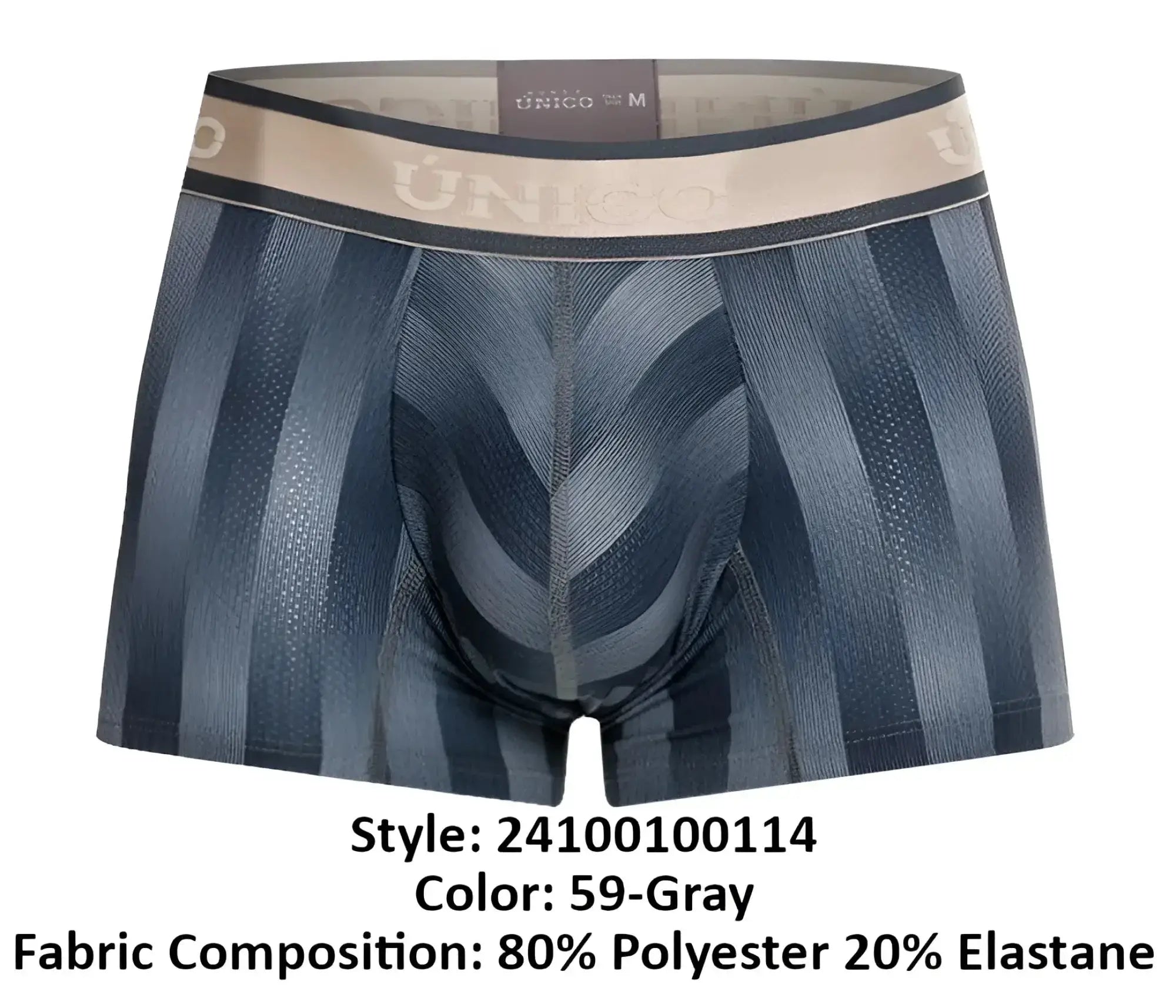 Unico 24100100114 Ejes trunks gray striped men’s boxer briefs with elastic waistband featuring brand logo