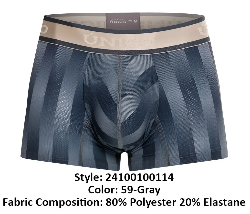 Unico 24100100114 Ejes trunks gray striped men’s boxer briefs with elastic waistband featuring brand logo