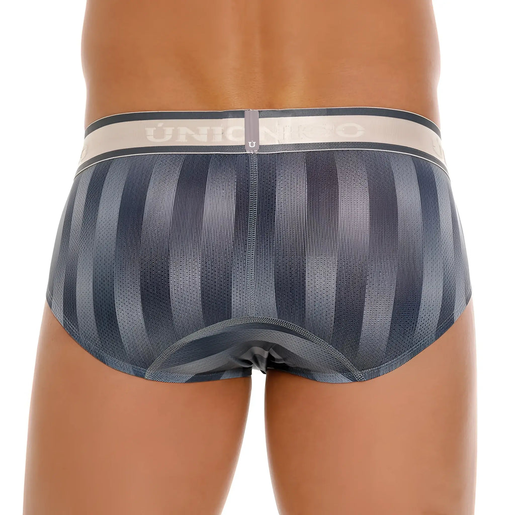 Unico 24100101114 Ejes gray striped union jack briefs with light gray waistband for comfortable everyday wear