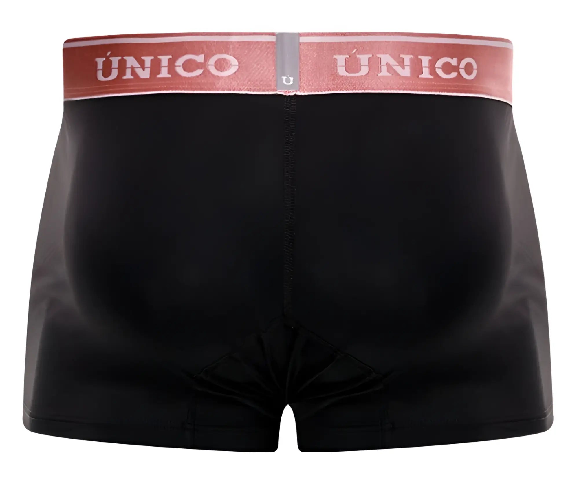 Black unico boxer briefs with pink waistband featuring white brand name from unico 24110100108 oro rosa trunks color 99-black