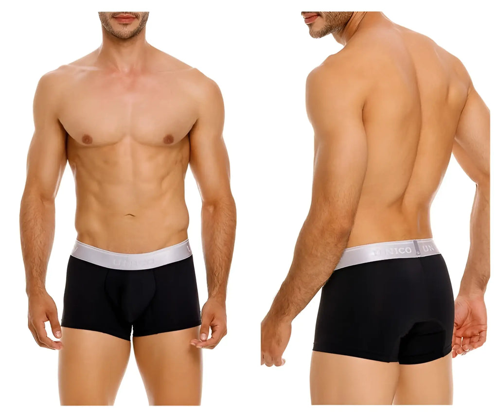 Black mens briefs unico 24110100109 argento trunks color 99 black with silver waistband and marcos branding
