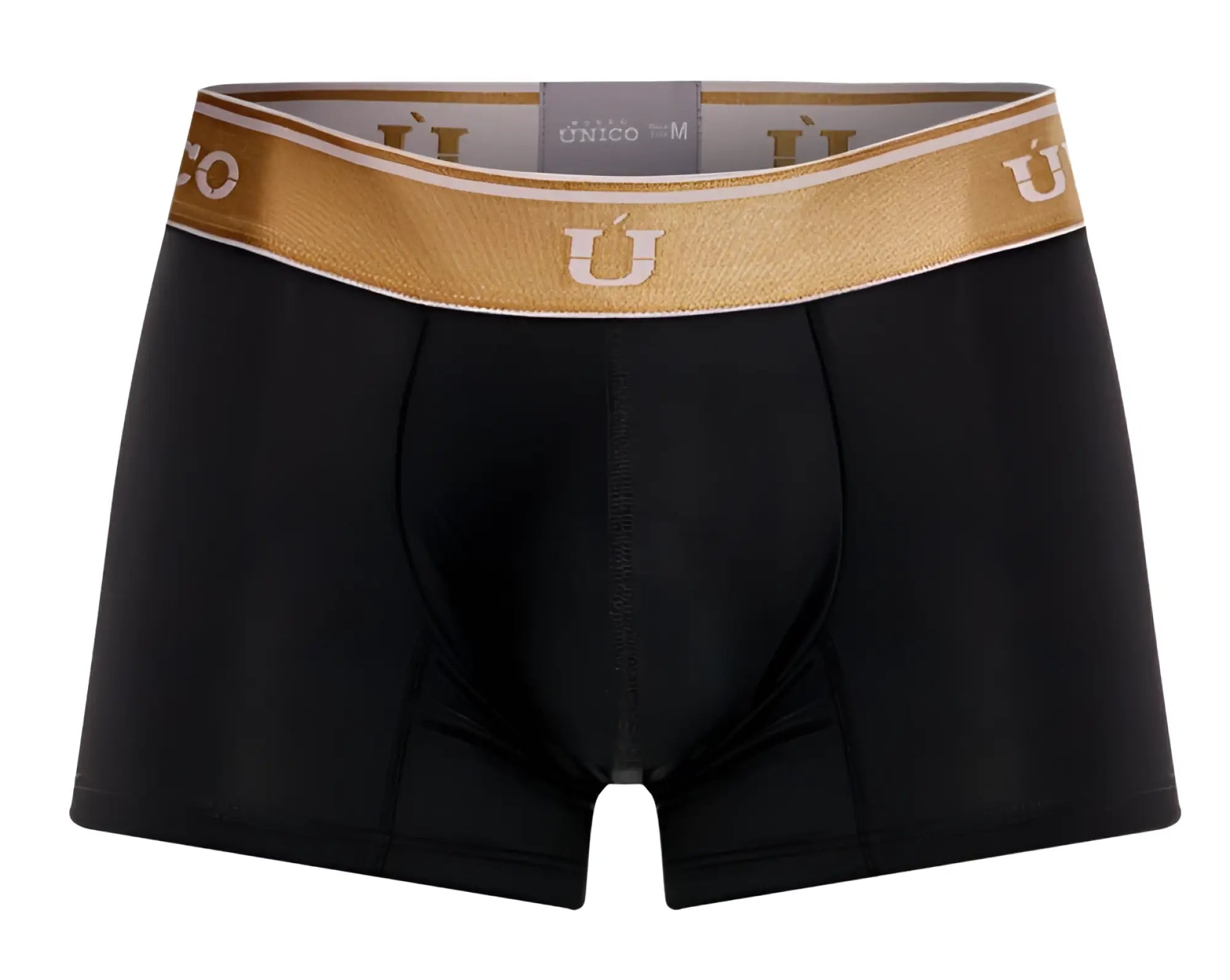Black unico 24110100110 lingote men’s boxer briefs with gold waistband featuring brand logo in color 99-black