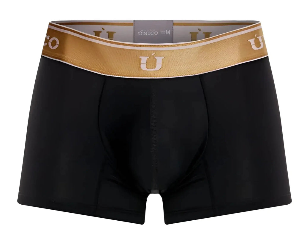 Black unico 24110100110 lingote men’s boxer briefs with gold waistband featuring brand logo in color 99-black