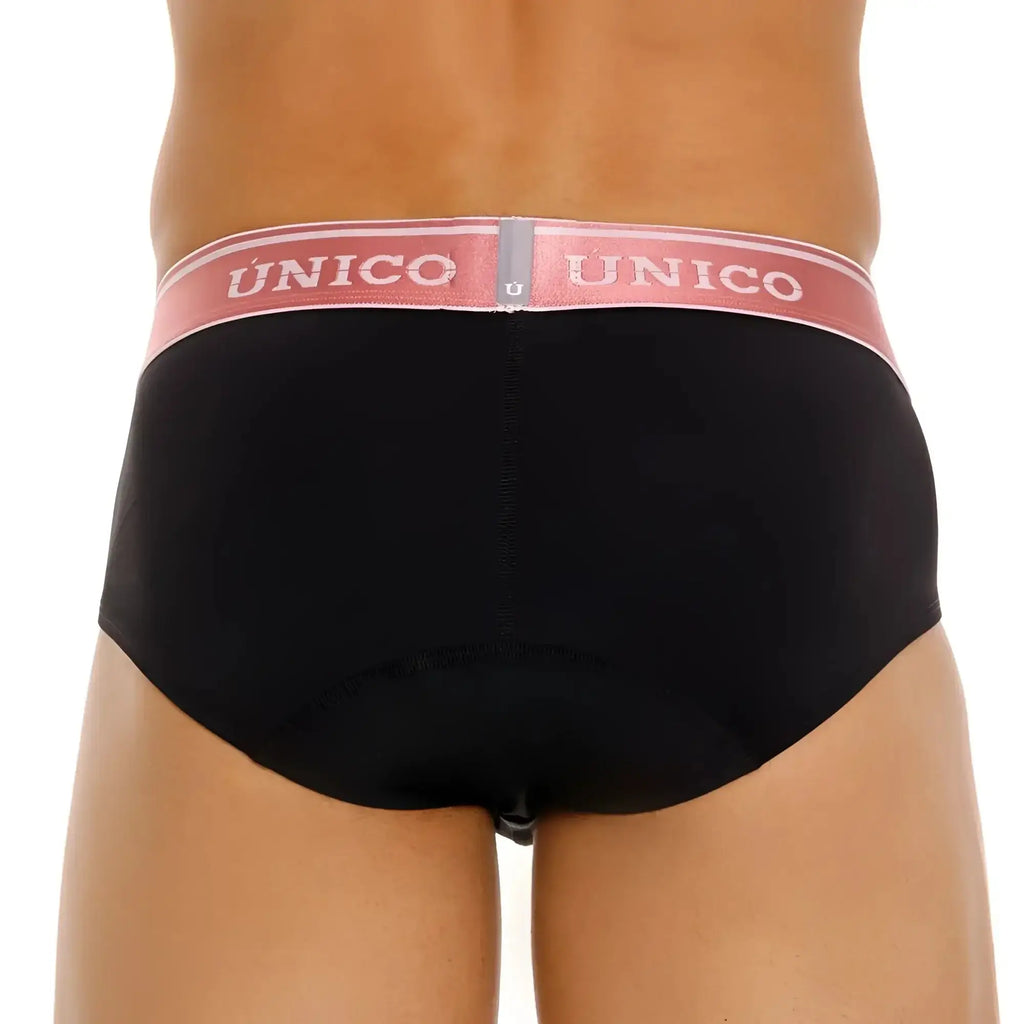 Black unico 24110101108 oro rosa briefs with pink waistband and white brand name lettering in black color