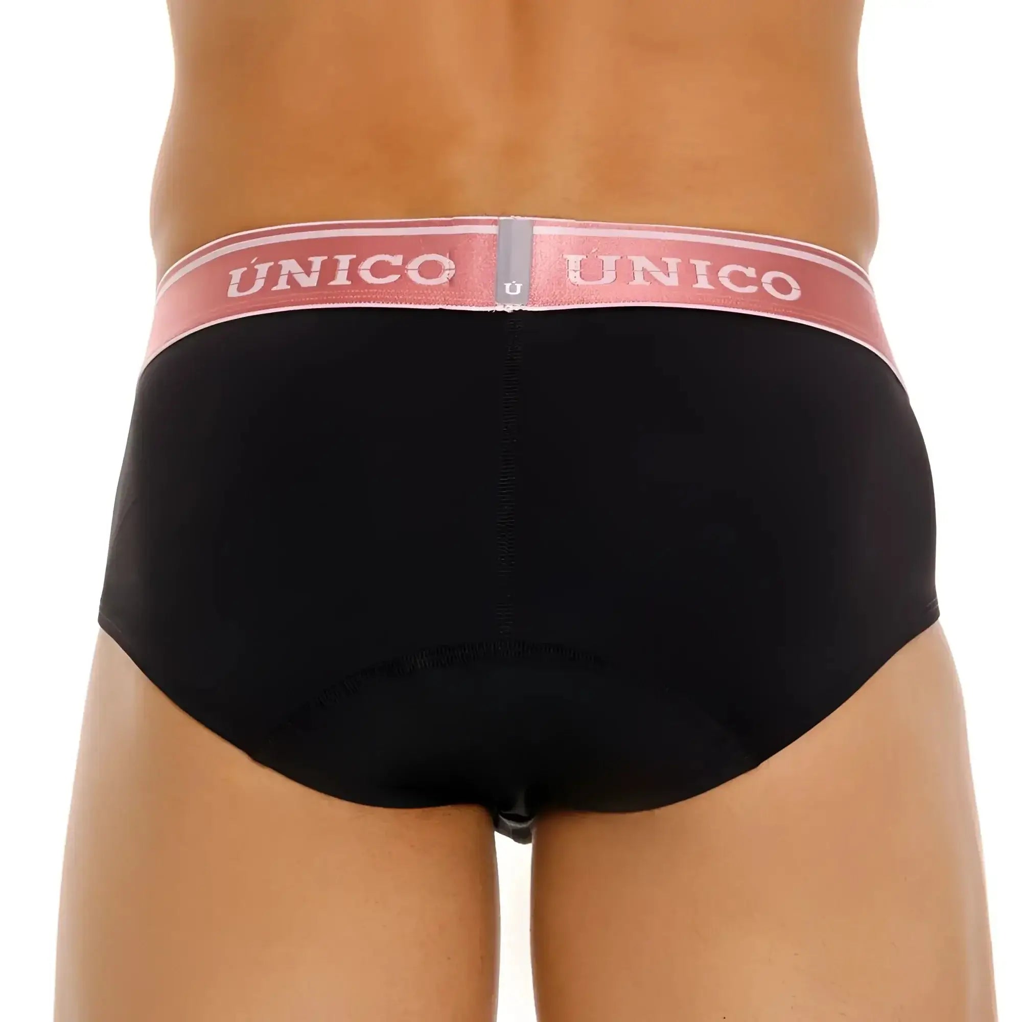 Black unico 24110101108 oro rosa briefs with pink waistband and white brand name lettering in black color