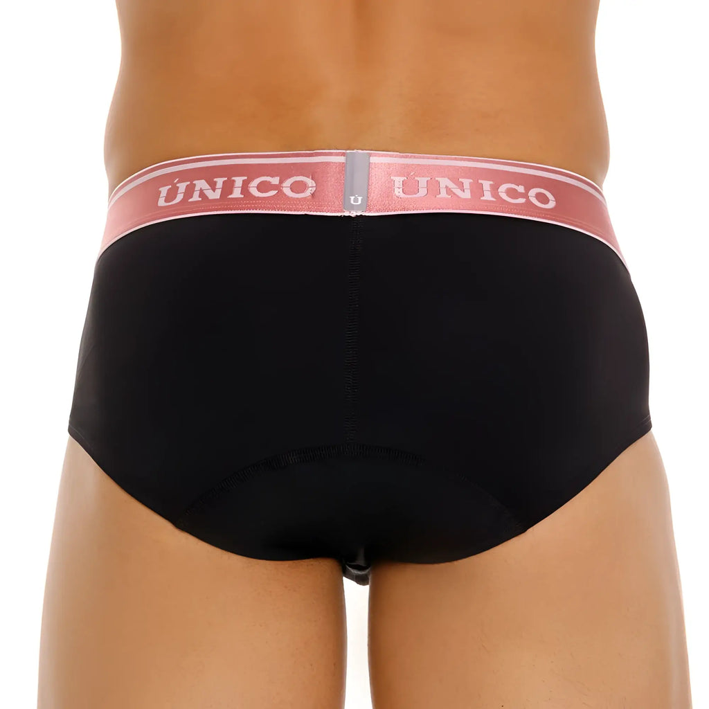 Black unico 24110101108 oro rosa briefs with pink waistband and white brand name lettering in black color
