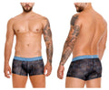 Unico 25020100102 Epitome trunks men’s boxer briefs in black with blue geometric textured pattern