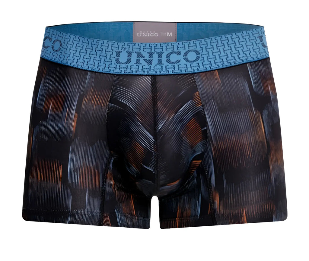 Blue and black patterned unico 25020100102 epitome trunks men’s boxer briefs with textured abstract design in black