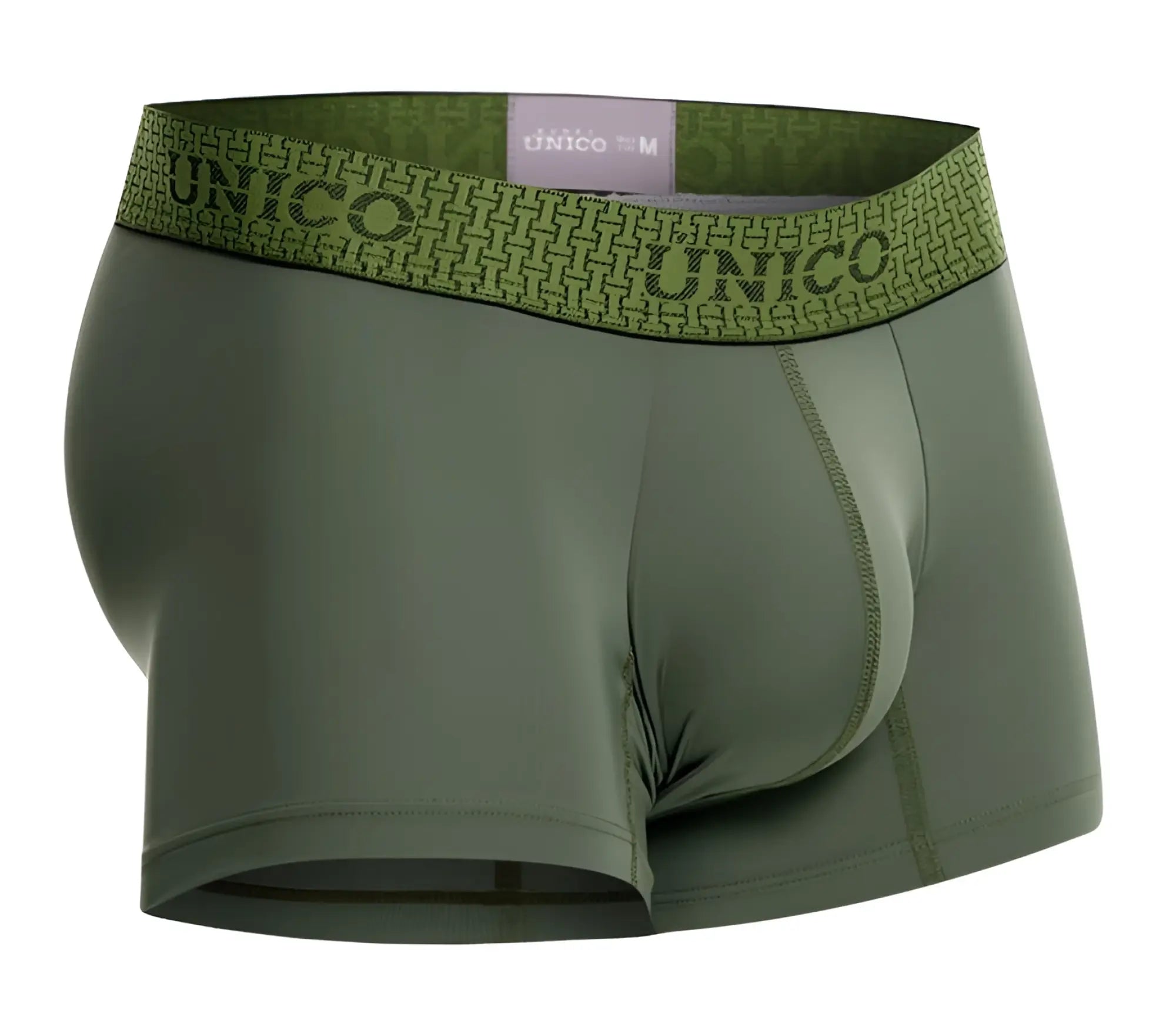 Olive green unico 25020100105 glauco trunks men’s boxer briefs with patterned waistband and geometric design