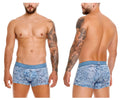 Blue patterned unico 25020100111 ostion men’s boxer briefs with textured waistband and brand logo in color 46-blue