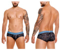 Unico 25020101102 epitome briefs in black with blue patterned textured woven design for men