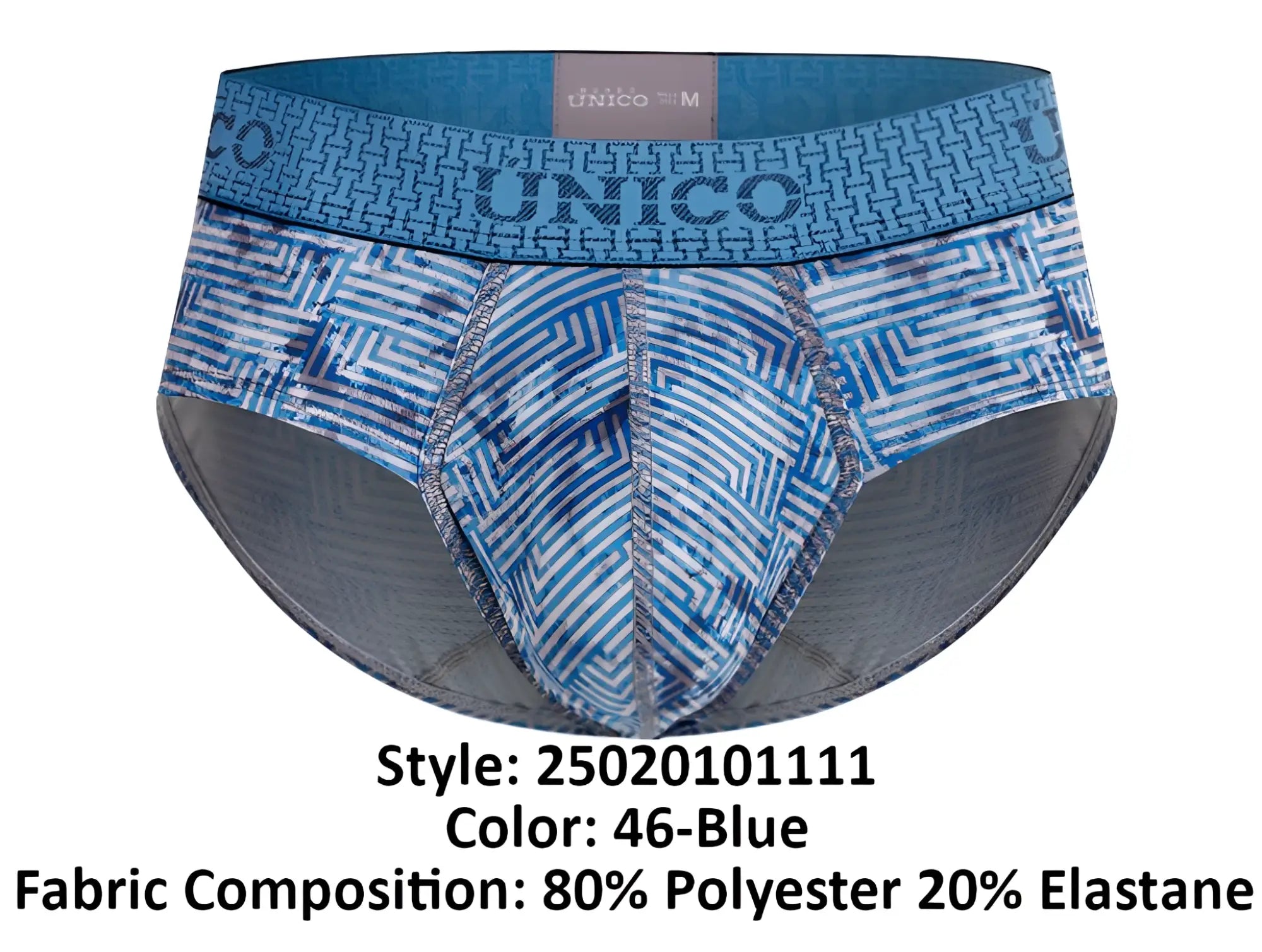 Unico 25020101111 ostion briefs blue patterned briefs with geometric design and elastic waistband