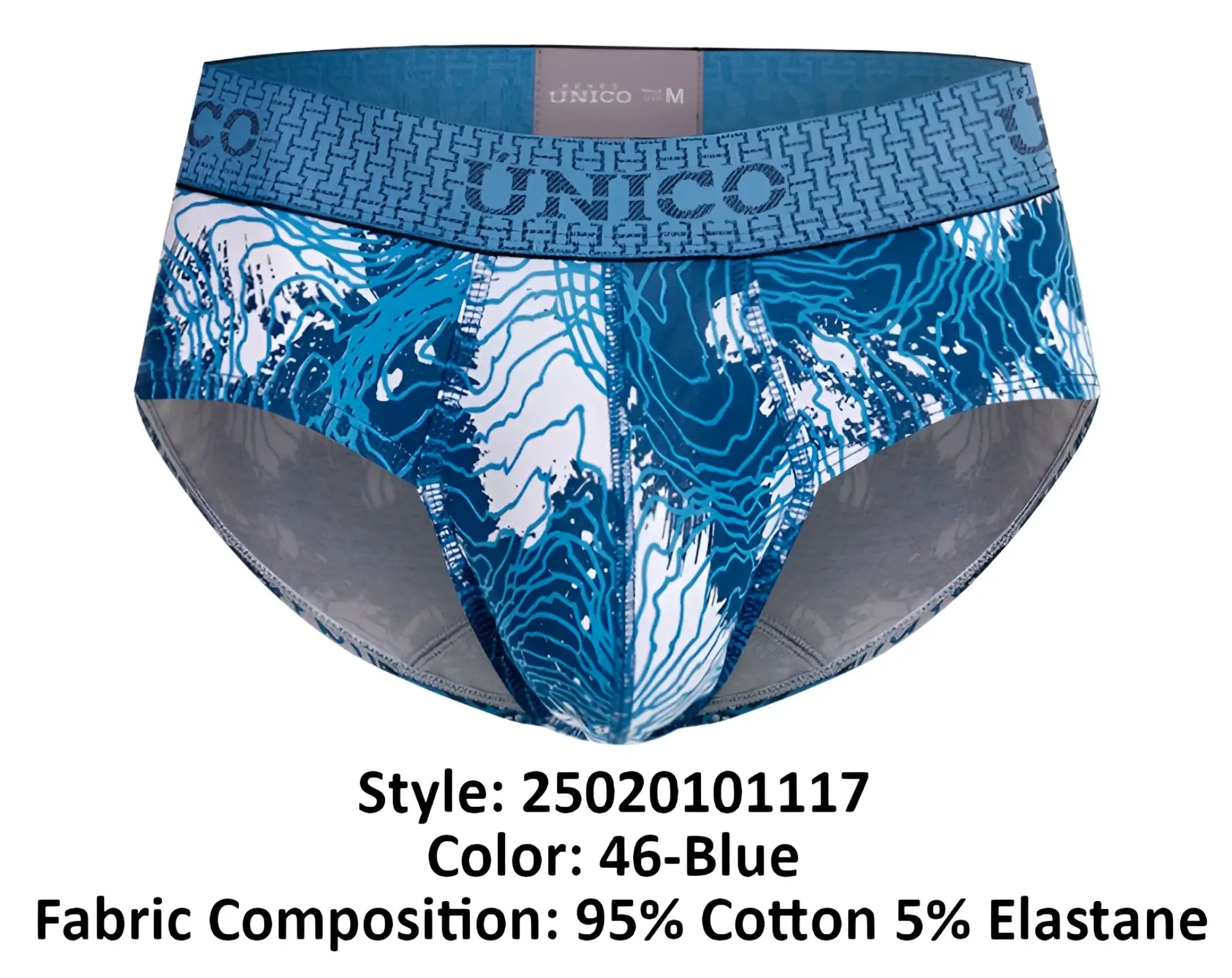 Blue patterned men’s briefs with topographic map design and elastic waistband unico 25020101117 barniz briefs color 46-blue