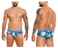 Blue and white patterned unico 25020101117 barniz men’s briefs with textured waistband in color 46-blue