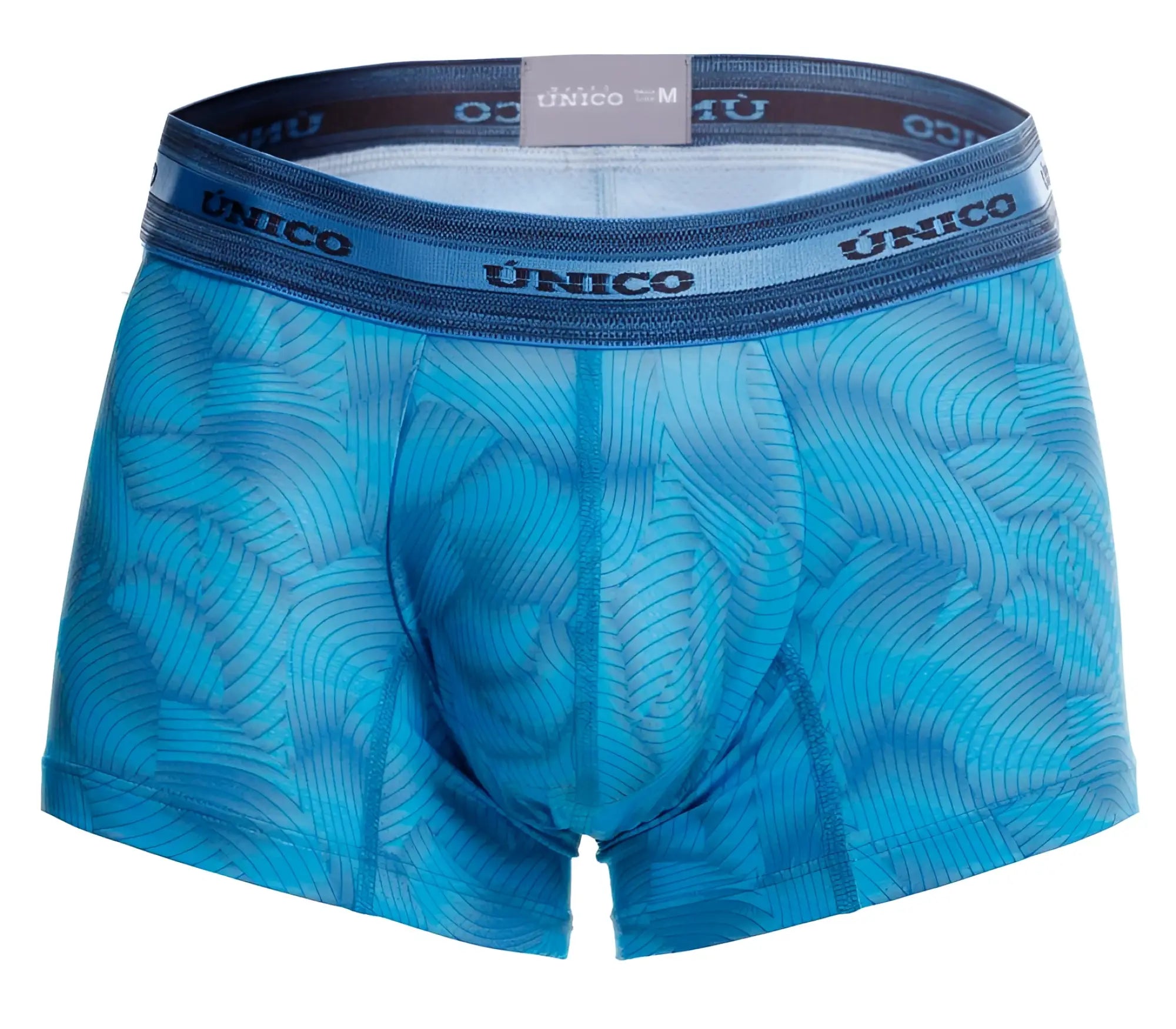 Unico 25040100101 estraza trunks color 46-blue men’s boxer briefs with blue wave pattern and elastic waistband