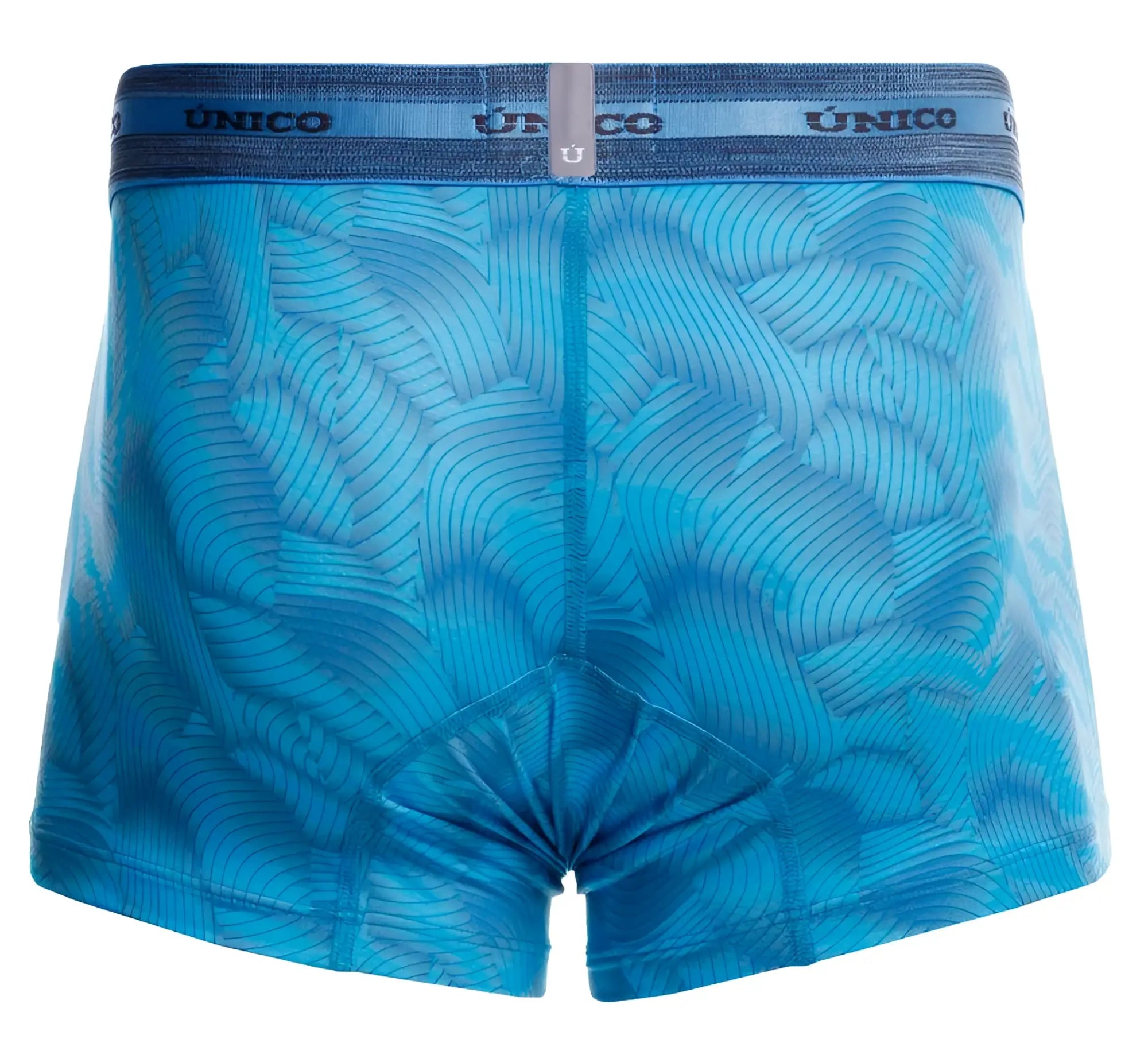 Unico 25040100101 estraza blue men’s boxer briefs with subtle leaf pattern and elastic waistband