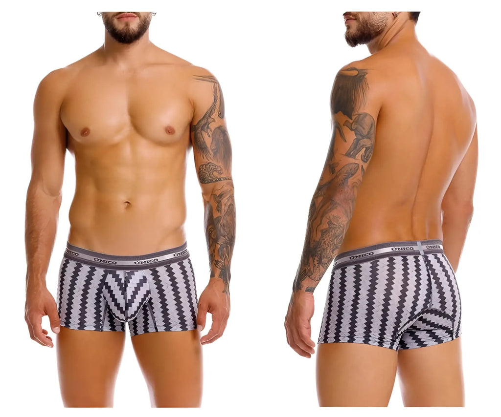 Unico tricotosa trunks in black and white zigzag patterned briefs made of soft striped fabric