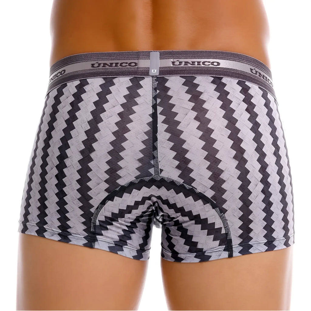Unico 25040100118 Tricotosa gray and black zigzag patterned men’s boxer briefs with contoured design and striped color 59