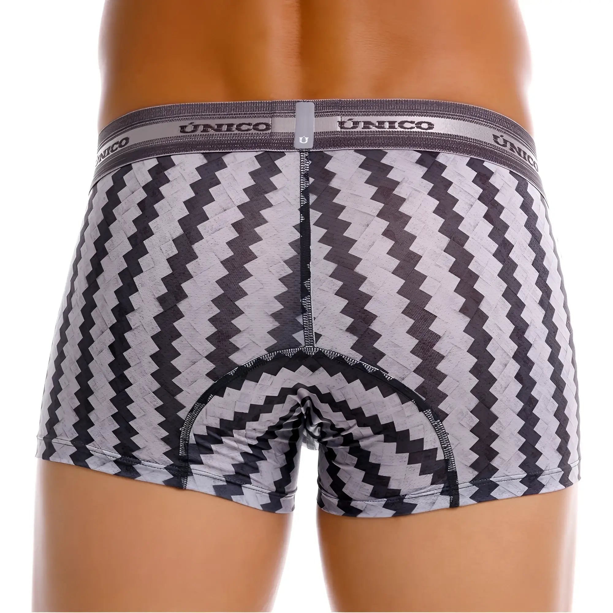 Unico 25040100118 Tricotosa gray and black zigzag patterned men’s boxer briefs with contoured design and striped color 59