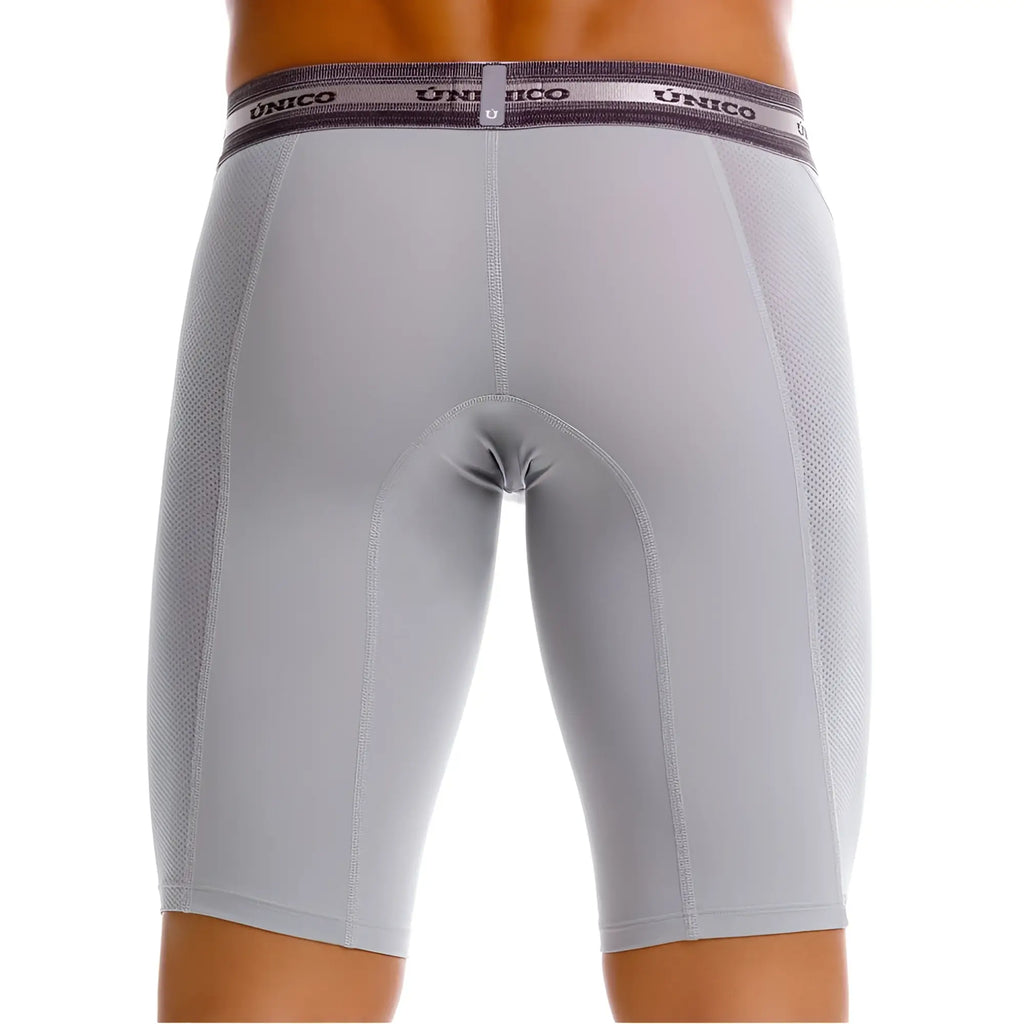 Gray unico 25040100323 albaricoque boxer briefs in gray with textured mesh back panel and elastic waistband